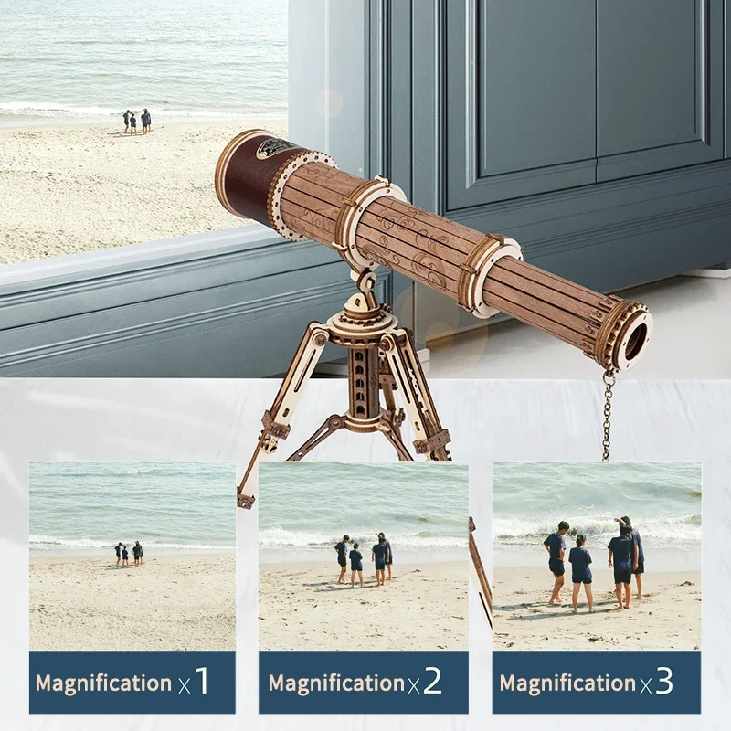 Robotime-Telescópio Monocular ROKR, jogo 3D Wooden Puzzle, brinquedos de montagem para crianças, adolescentes e adultos, presente de aniversário