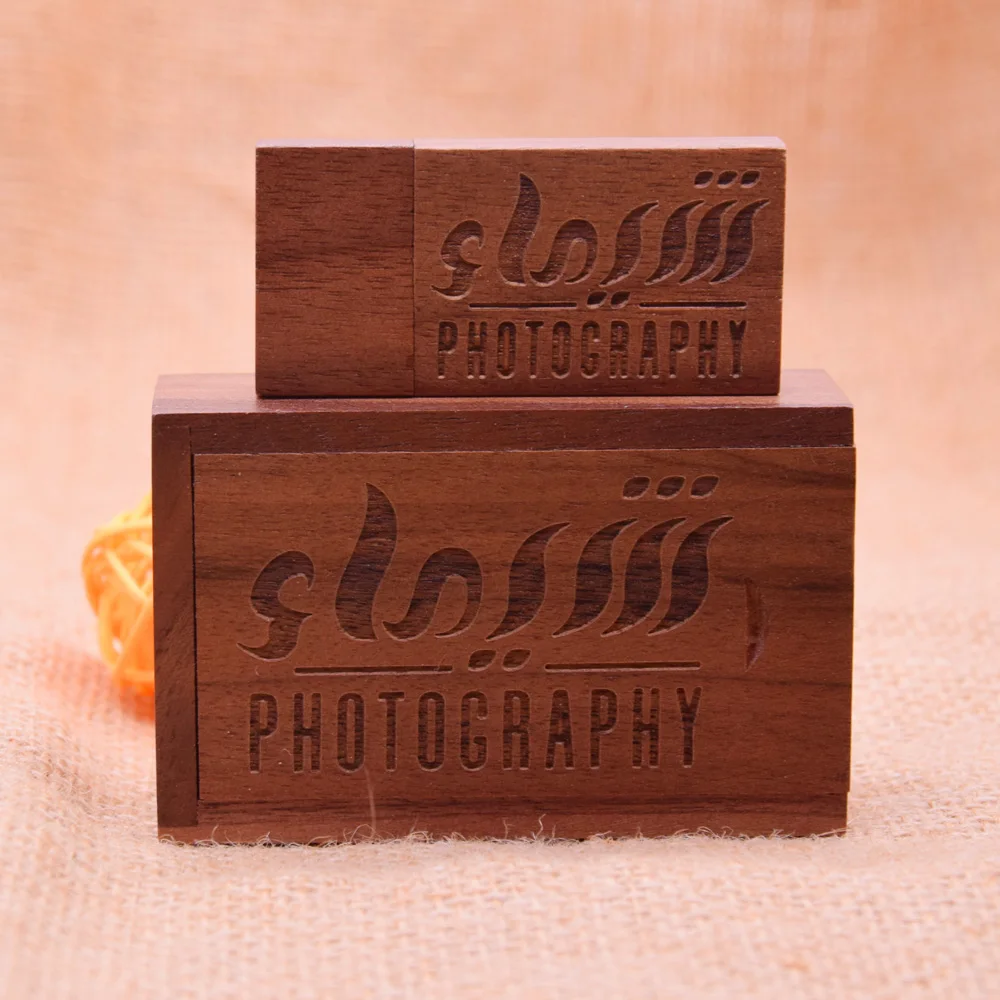 30PCS/Lot Free Custom Logo 64GB BOX+USB Wedding Gift 32GB Pen Drives Photography Gift 16GB Memory Stick Wooden 8GB 4GB U Disk