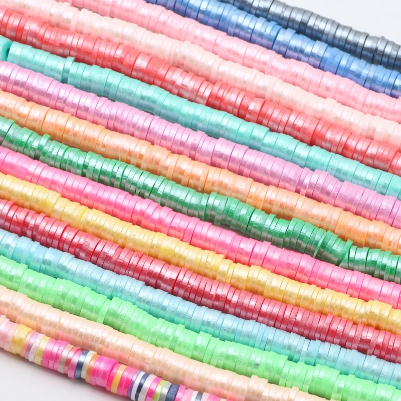 350pcs 6mm Shiny Flat Round Polymer Clay Beads Disk Loose Spacer Beads For Jewelry Making Diy Boho Bracelet Necklace Accessories
