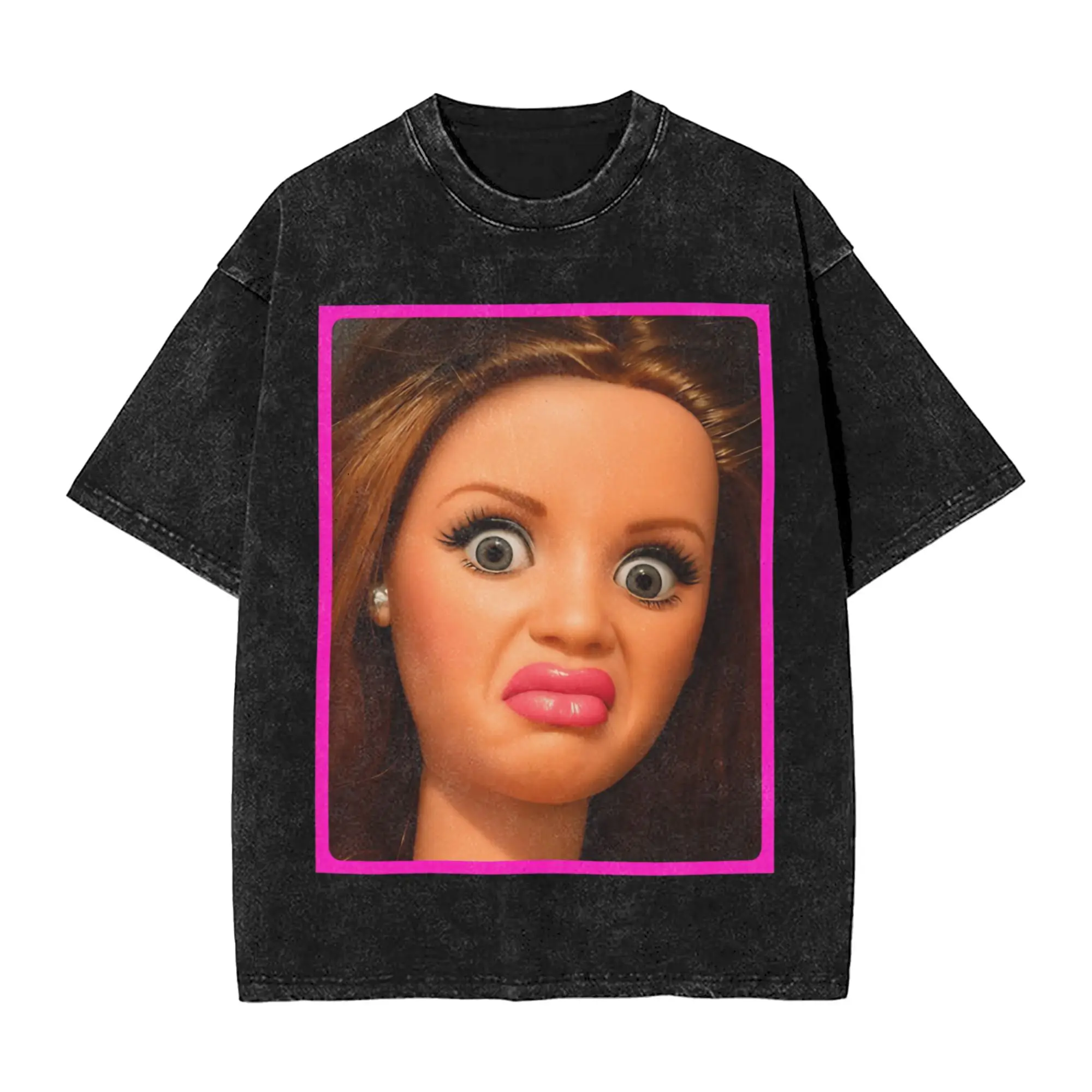 

Футболки с принтом Disgusted Doll Face Doll Reaction для мужчин, оригинальные хлопковые футболки с круглым вырезом и короткими рукавами, новые модели