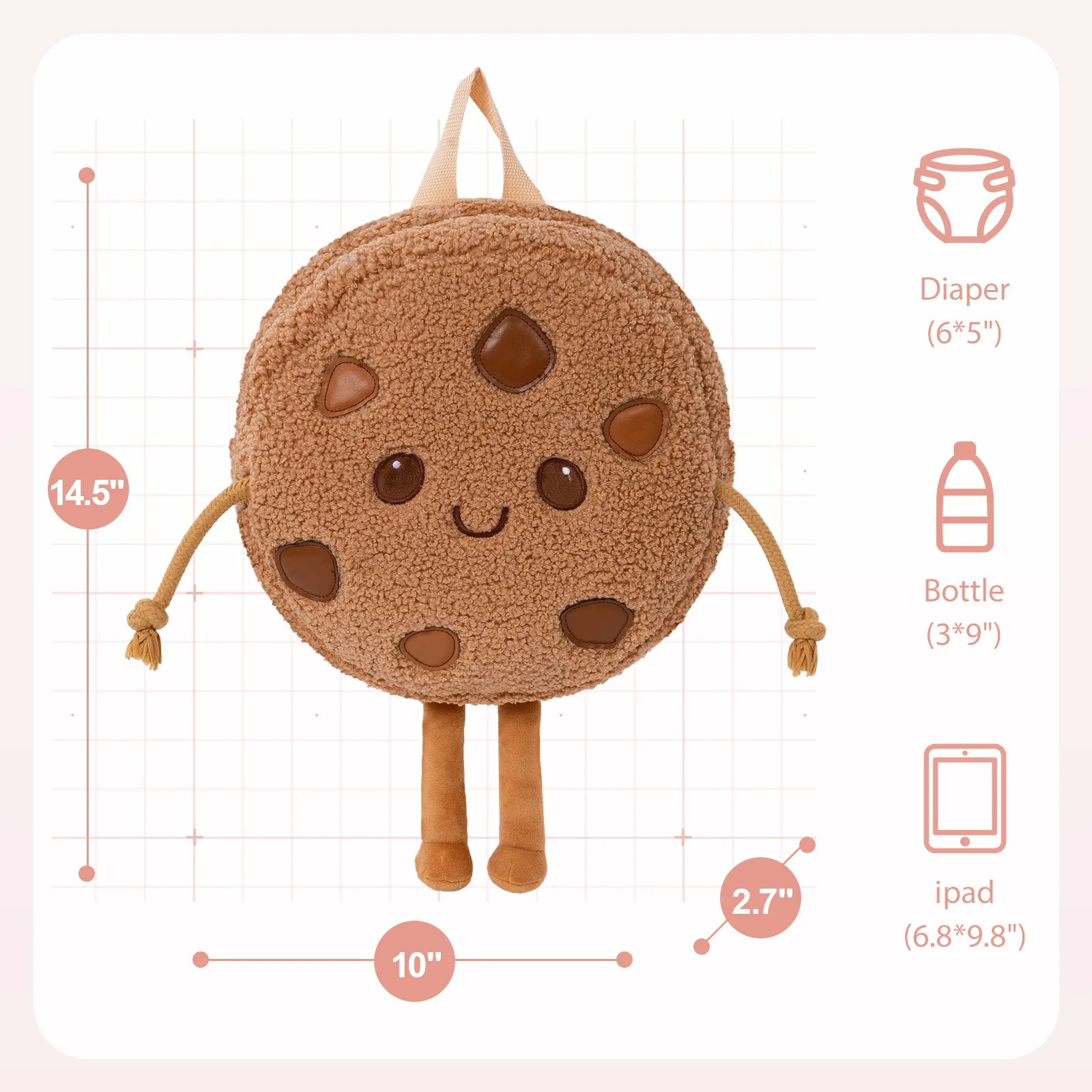 OUOZZZ Toddler Backpacks with Adjustable Strap Kawaii Plush Backpack Kids Cookie Strawberry Mushroom Bag Mini Travel Backpack