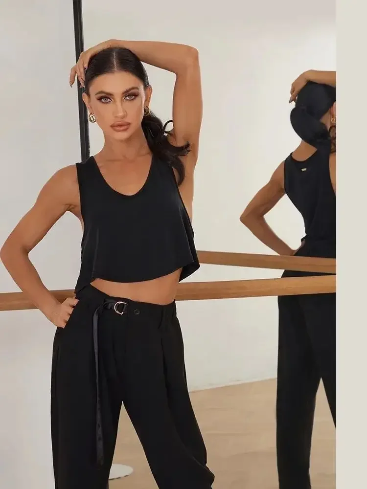 

Latin Dance Top Mini Latin Dancing Practice Wear Hygge Top Latino dancing Cloth Belly Tango Performance