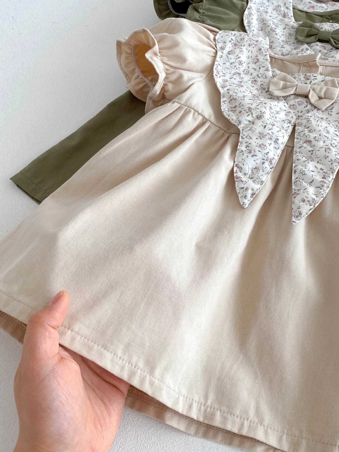 9m -4T ملابس الفتيات فستان أطفال بياقة زهرية للفتيات فساتين أطفال على شكل حرف A ملابس بناتي لطيفة