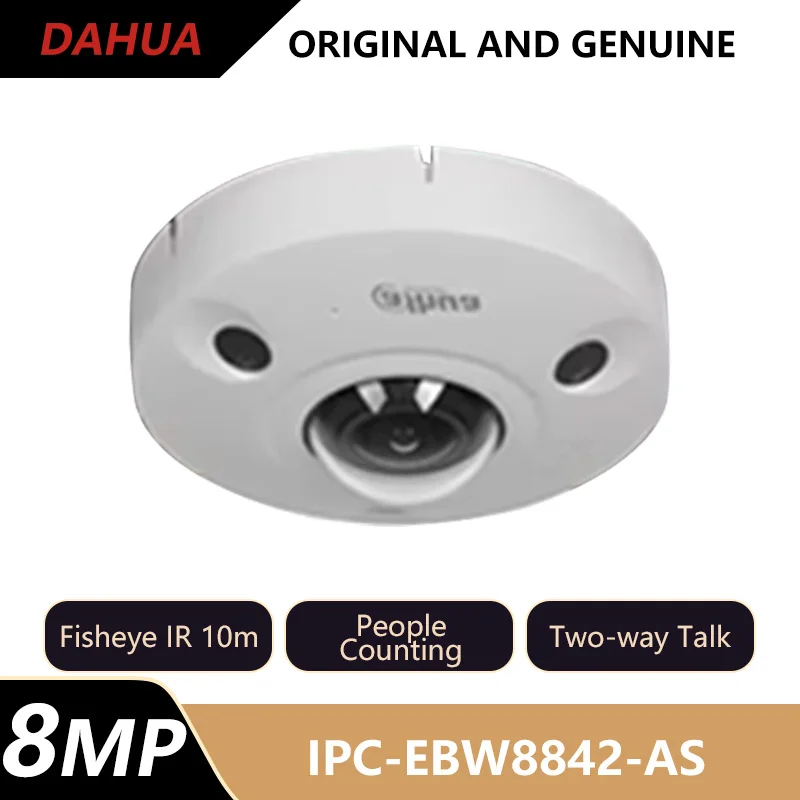 

Dahua 8MP 4K IR IP-камера «рыбий глаз» Подсчет людей Тепловая карта Защита по периметру Двусторонняя аудиокамера видеонаблюдения PoE IPC-EBW8842-AS
