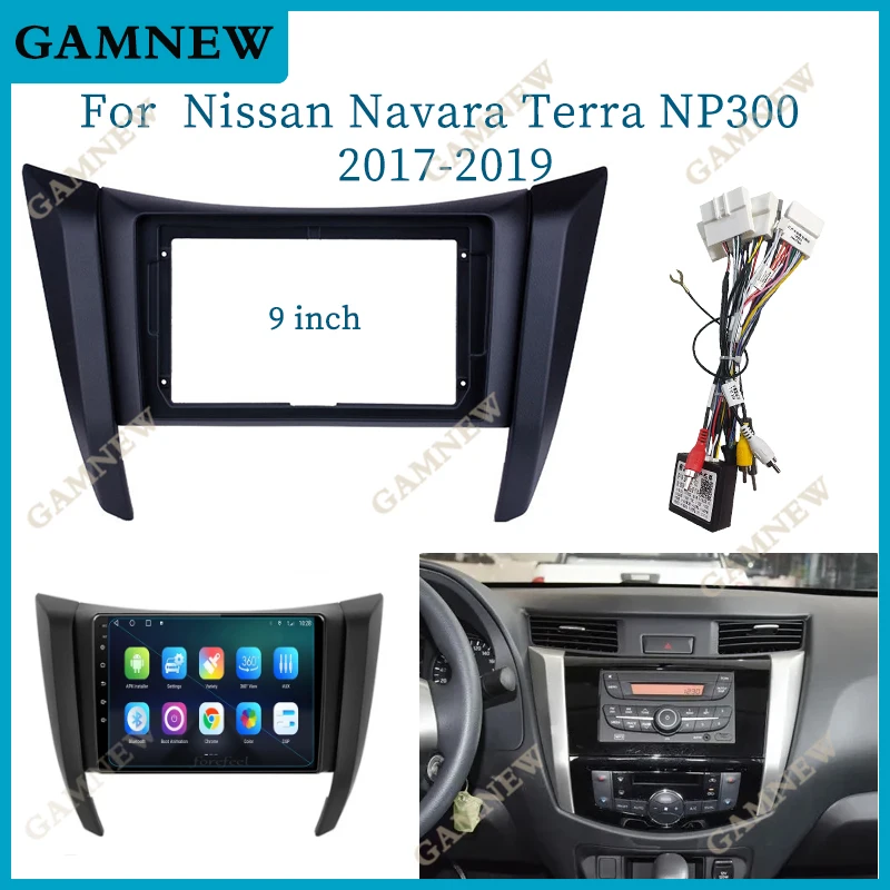 Adaptateur de Fascia de cadre de voiture, kit de panneau de montage de tableau de bord radio Android, décodeur de boîte Canbus pour Nissan Navara