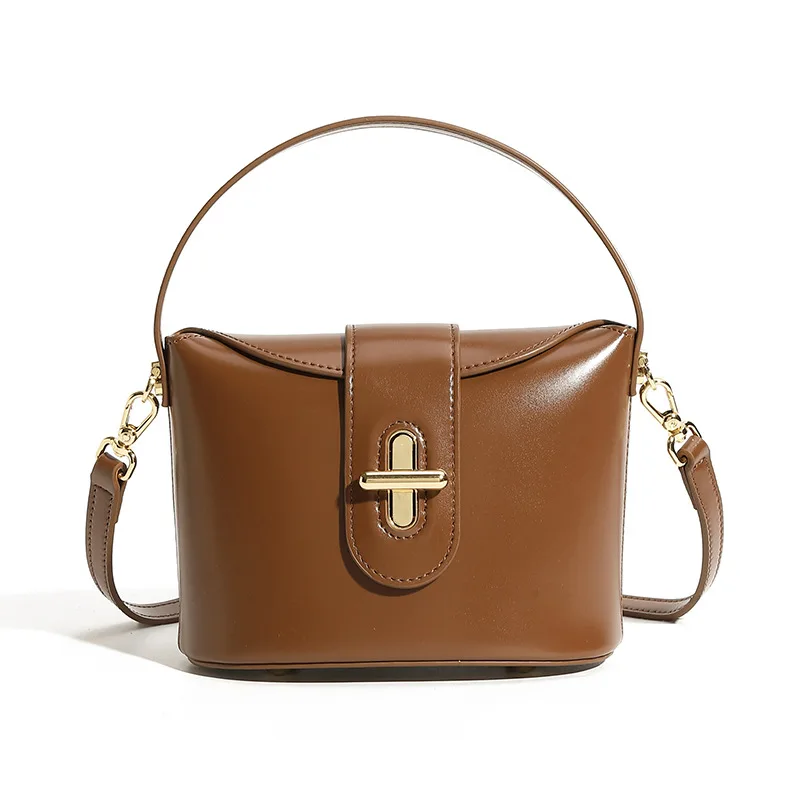 

Minimalist Genuine Leather Women Shoulder Bag Niche Design Female Small Elegant Crossbody Bag Luxury Capsule Lock Tote Phone Bag