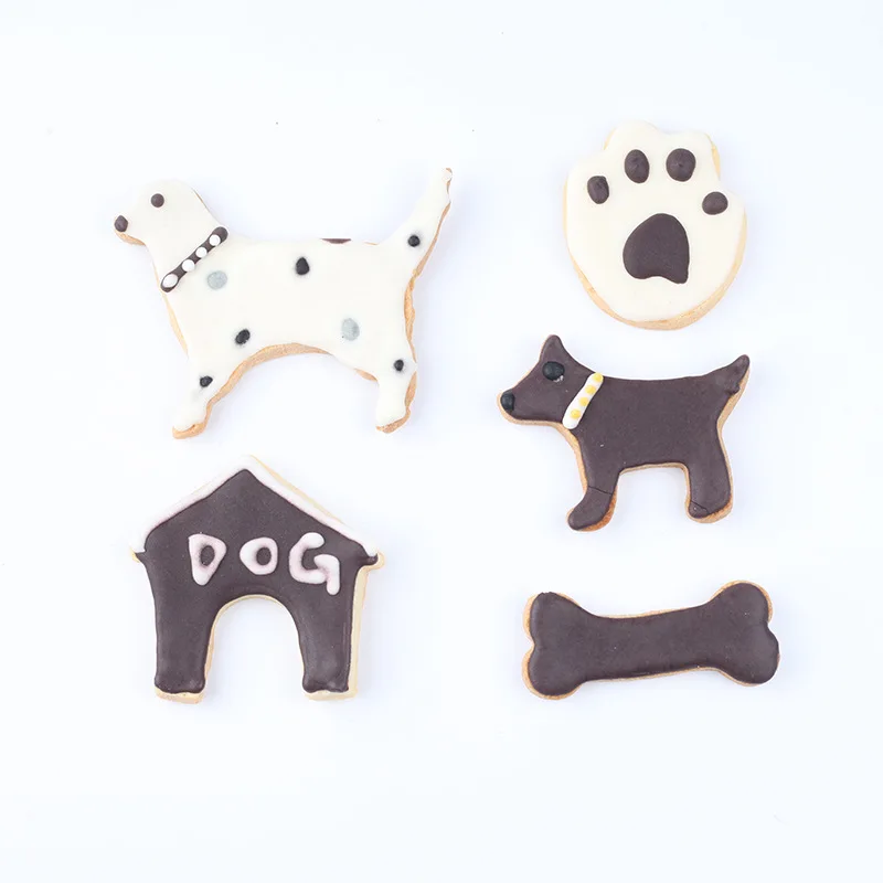 Dog 5-piece biscuit mold set, biscuit cutting and flipping tool DIY mold