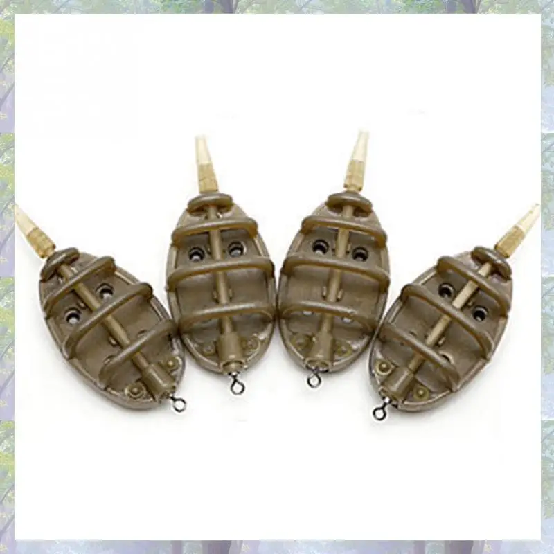Plastic Inline Method Feeder Fishing Accessories 4 Feeders Mould Set Carp Fishing Sinker Fishing Trough Pesca 15G 20G 25G 35G