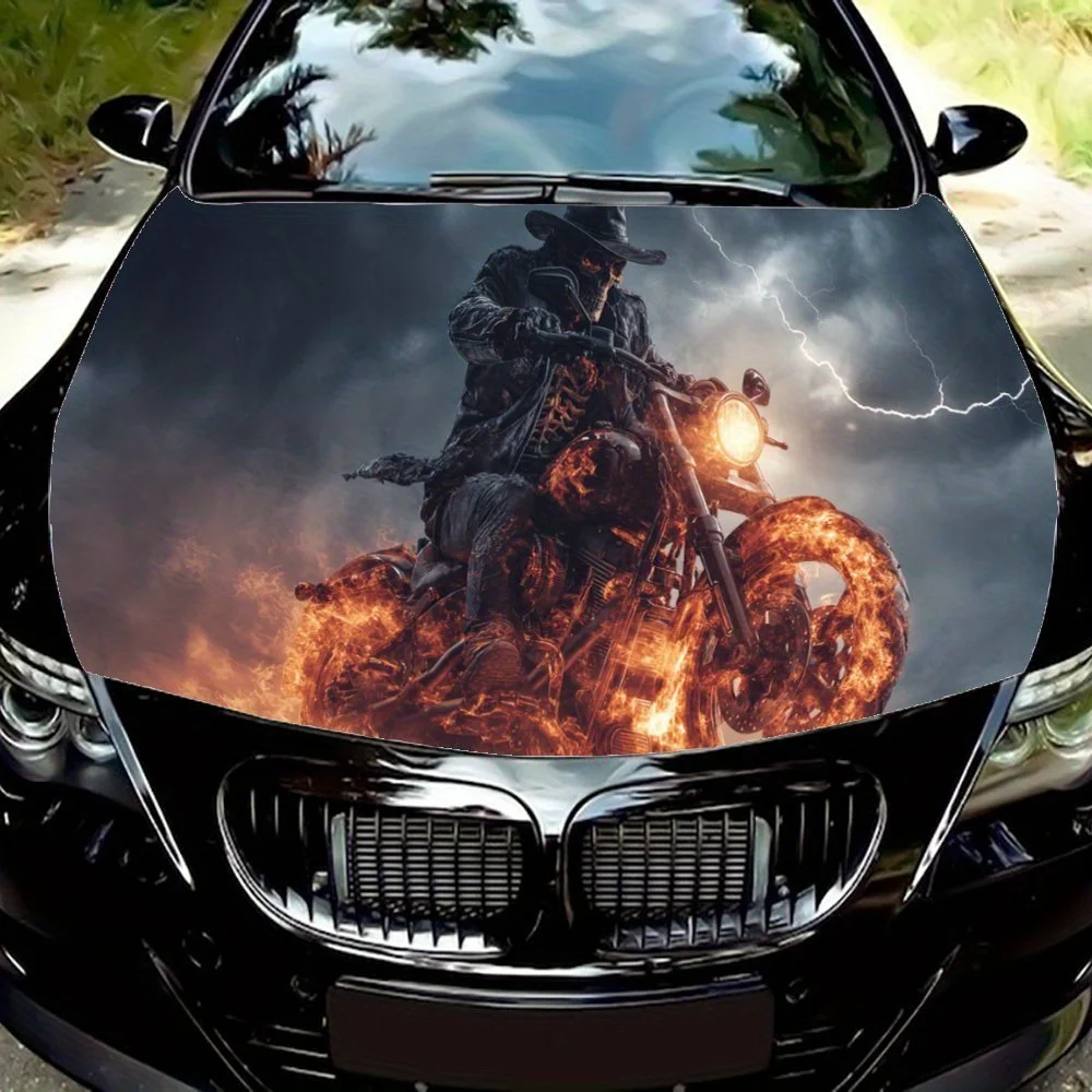 

Красивый пламя, мотоциклетный череп, наклейка на капот двигателя автомобиля, авто художественная наклейка, персонализированное украшение для экстерьера автомобиля, подарок для любви автомобиля