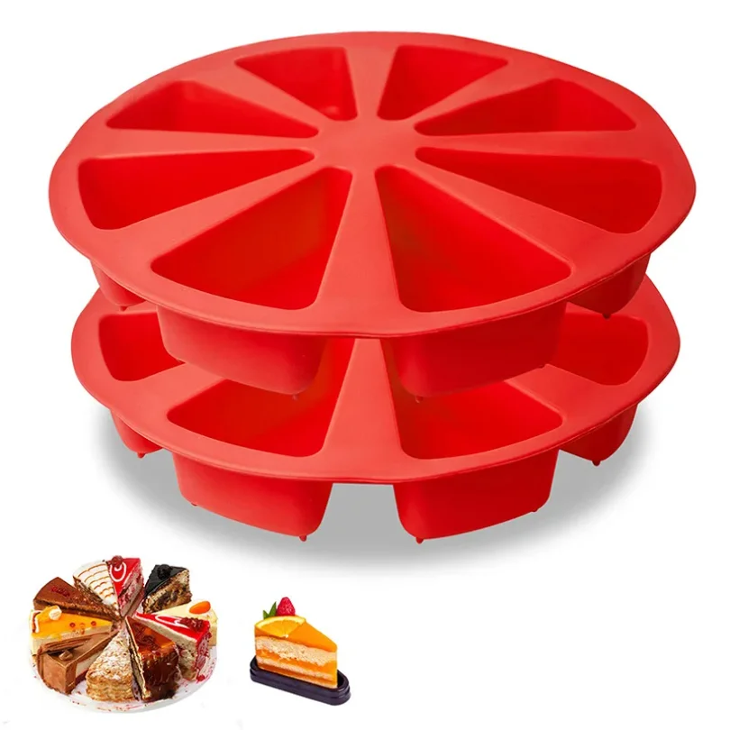 8 Cavity Silicone Portion Cake Mold Triangle Cavity Cake Pan Pizza Slices Baking Molds Kitchen Baking Tool for Thanksgiving Day