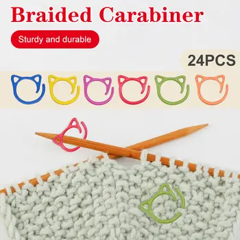 24個彩色貓形編織圈金屬貓耳鉤針記號針家用編織配件 6 最佳銷售 鉤針編織 - №3