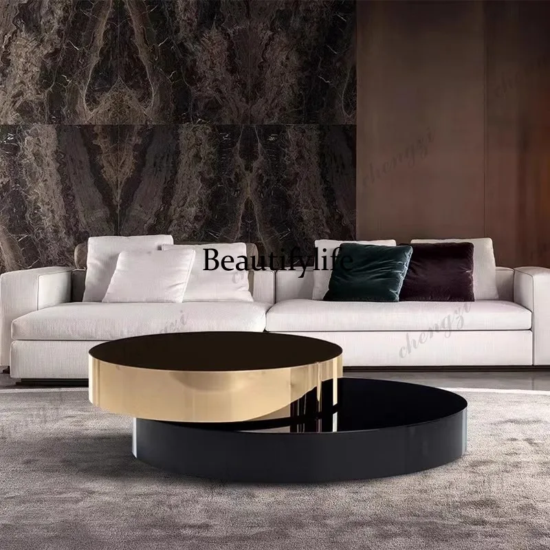 A114 Italian light luxury rotating coffee table modern simple living room telescopic creative round combination