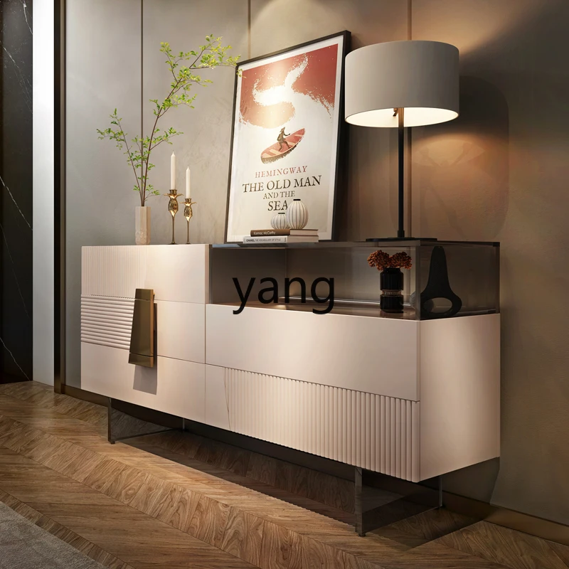 

tgf Italian Light Luxury Style Chest of Drawers Modern High-end Villa Living Room Entrance Cabinet Glass Storage Cabinet