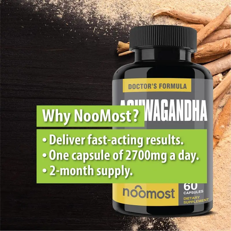 كبسولات أشواغاندا، مسحوق جذور أشواغاندا النقي ومستخلص الفلفل الأسود يساعد على تخفيف القلق الطبيعي لدعم الأدرينال