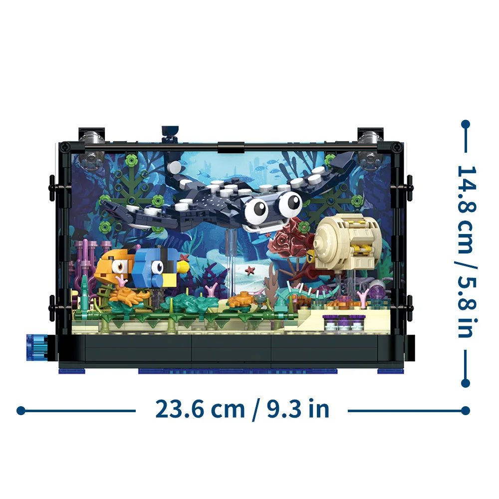 Fish Tank Block Set with Lights, Aquarium, Marine Life, Shark Eco Tank, Block Playset for Kids 6+ Years, Gift for Ocean Lovers view 6