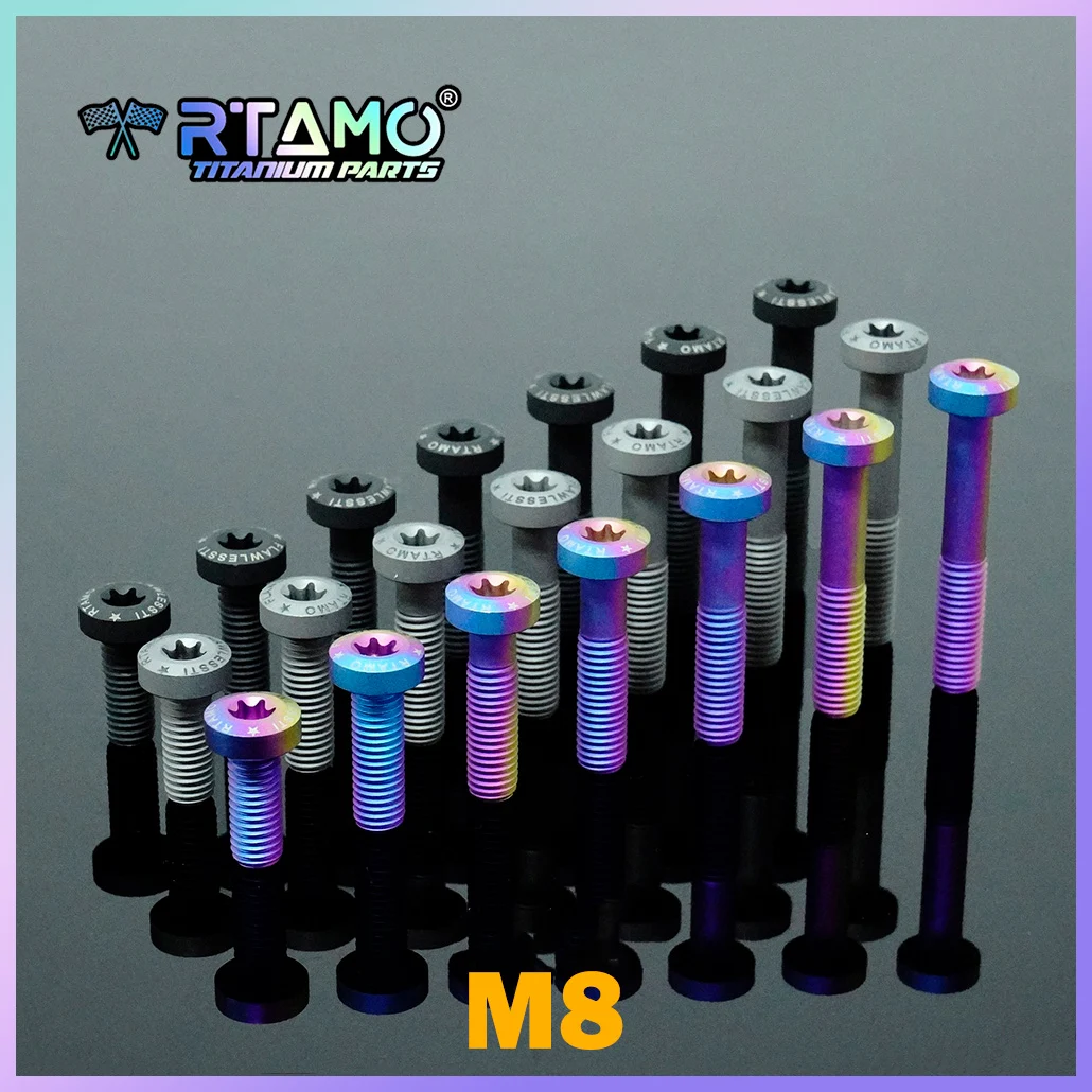 RTAMO Gr5 Titanium Bolt M8x20/25/30/35/40/45/50mm Matte Screw Sandblasted Bolt Modified Screw for Bike Motorcycle