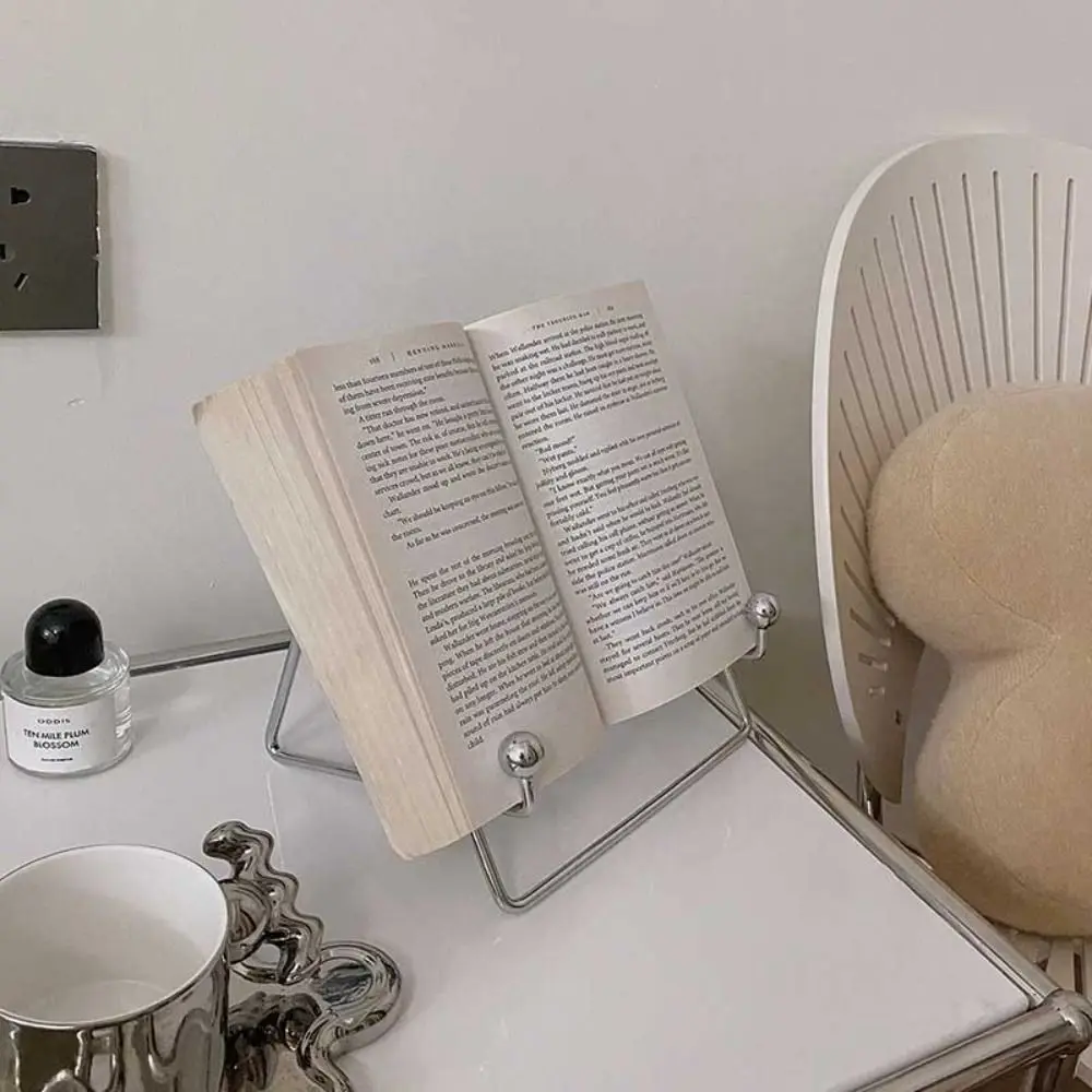 

New Ins Style Metal Flat Support Portable Silver Desktop Support Mobile Phone Support Desktop Ornaments Book Reading Stand