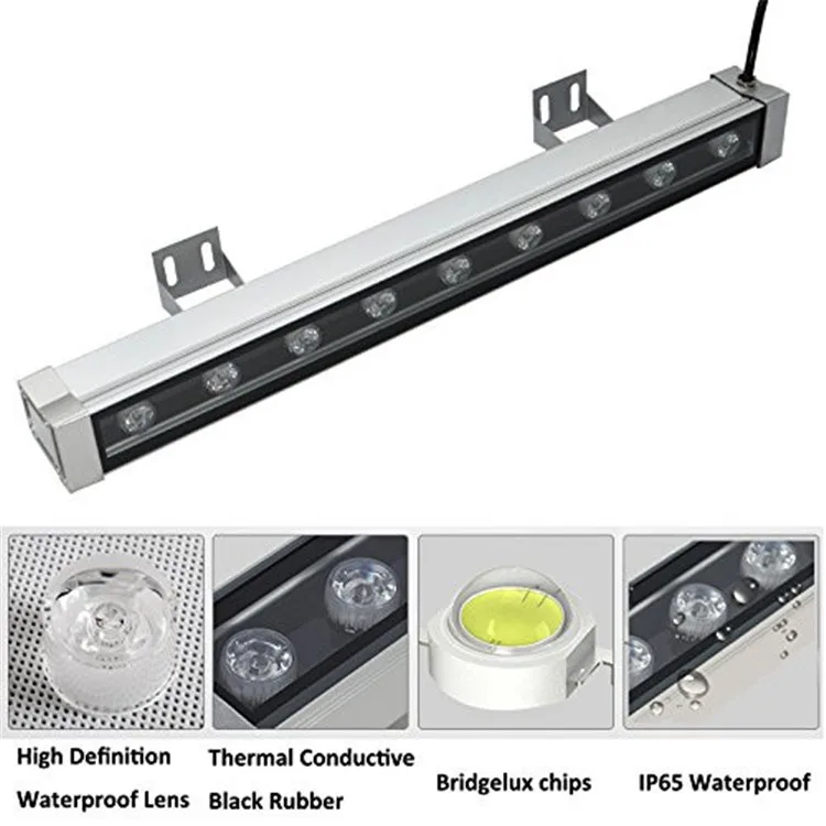9W RGB 50cm LED Wall Washer Light Dmx512 Controlled IP65 Aluminum 30/45/60/90 Degree Hotels Buildings Apartments Marquee Lamp