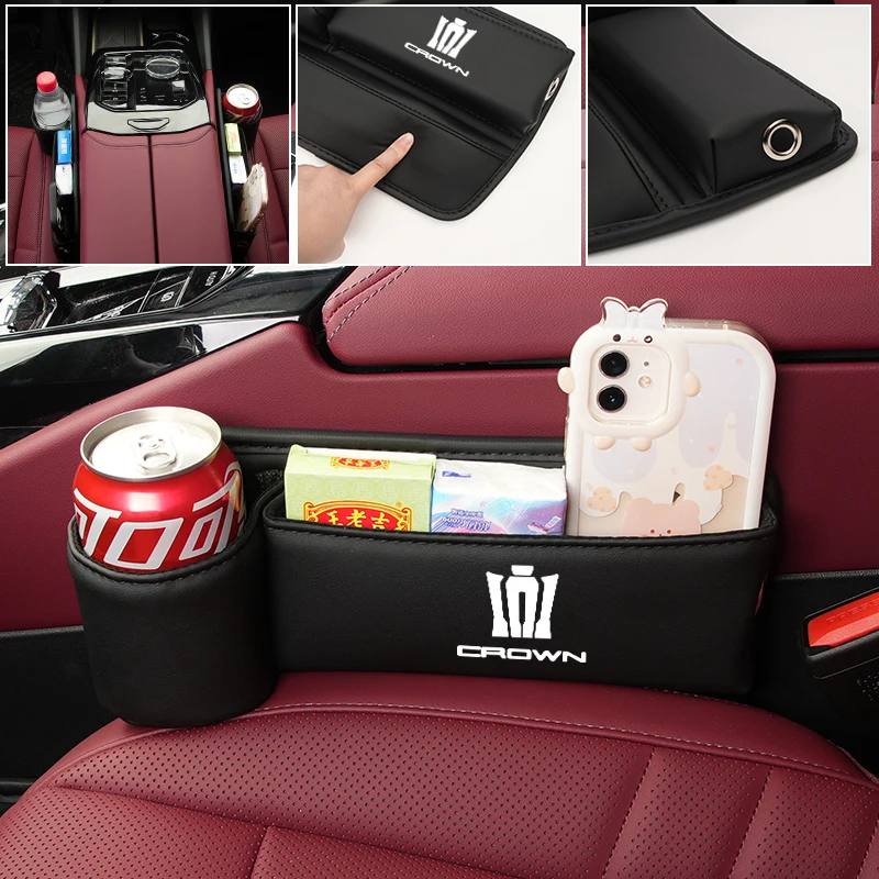 Car Logo Seat Seam Storage Box Center Console Organizer Accessories For Toyota Crown S170 S180 S200 S21 JZS171 JZS171W JZX175