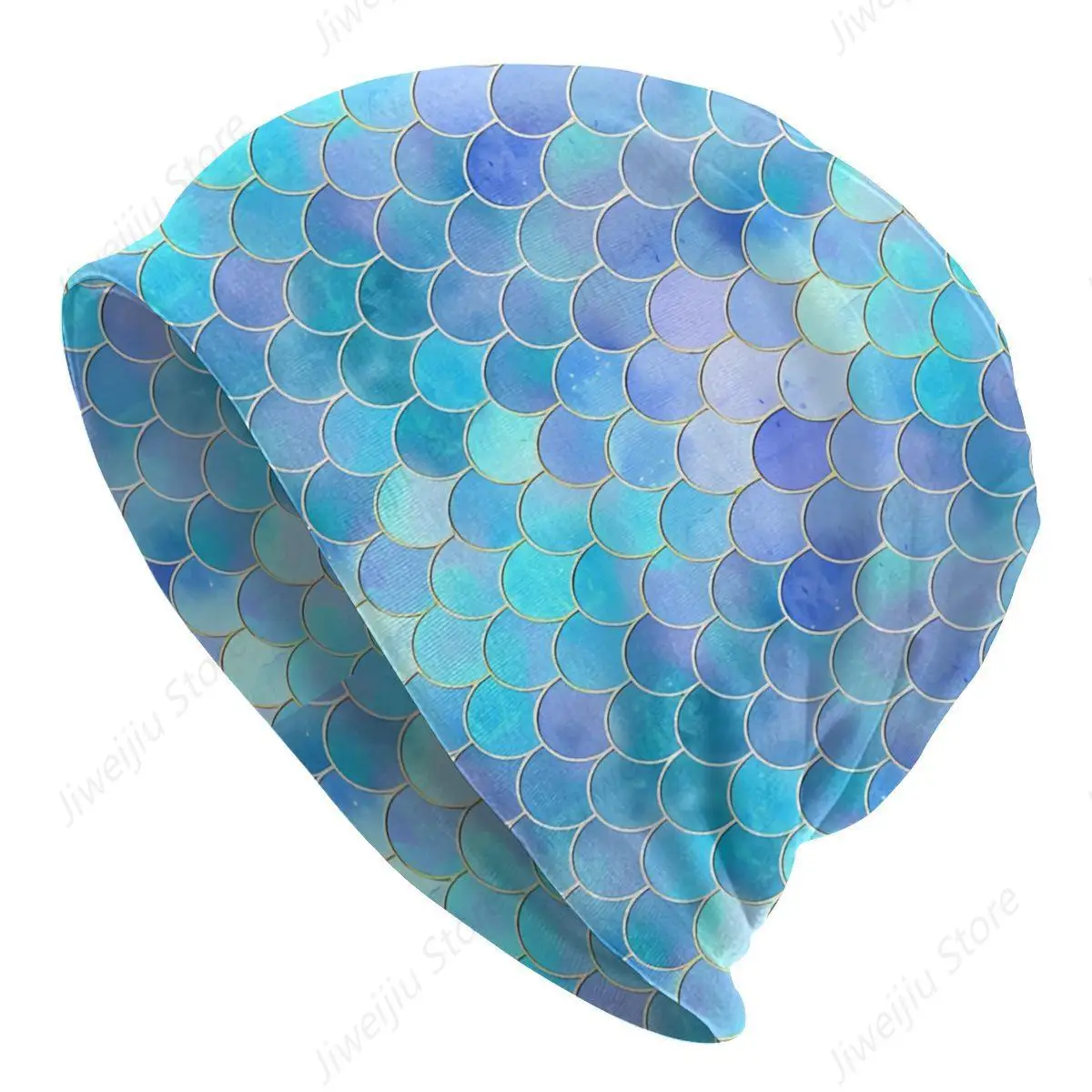 Bonnet Hats Men Women's Thin Skullies Beanies Hat Aqua Pearlescent Gold Mermaid Scale Autumn Spring Warm Cap Design Caps