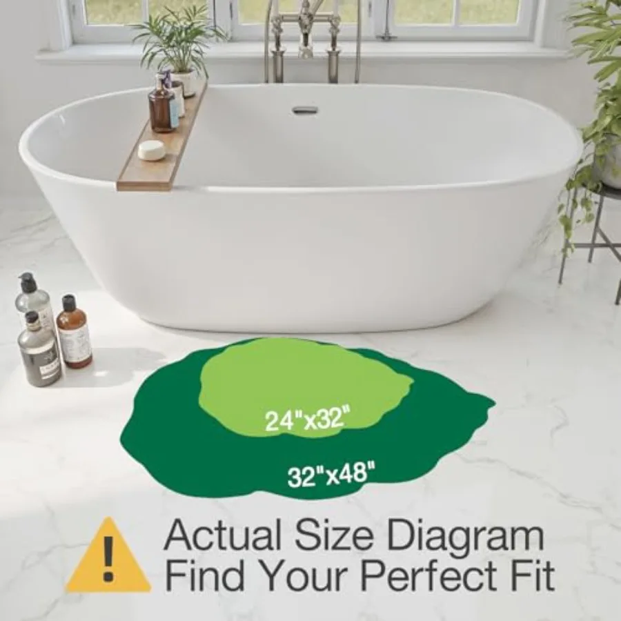 Cute Bathroom Rug Green Leaf, Absorbent Non Slip Bath Mat, 24