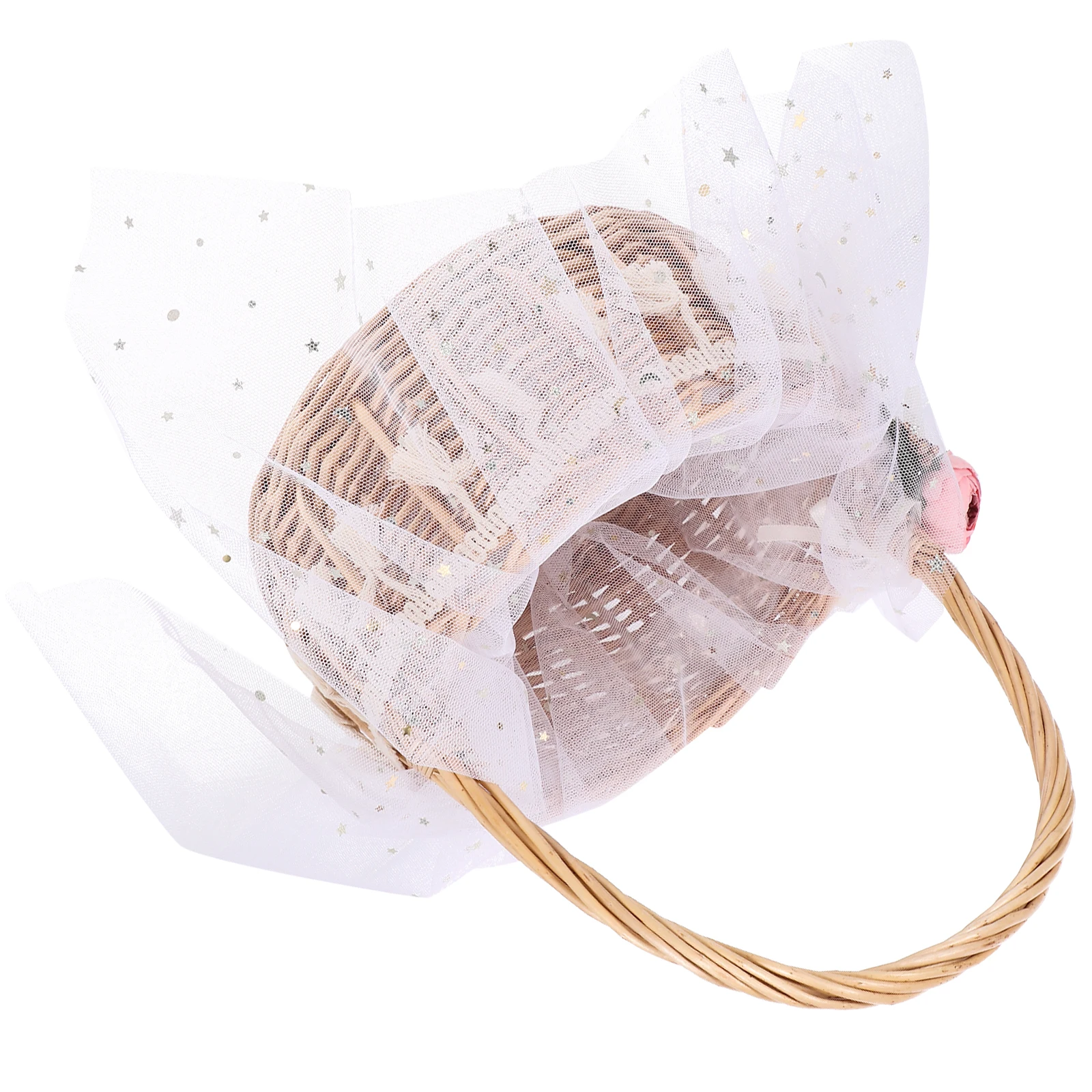 

Woven Hand Basket Flower Willow Storage Baskets Shopping Handwoven Rustic Girl Wedding Mesh Handle Child