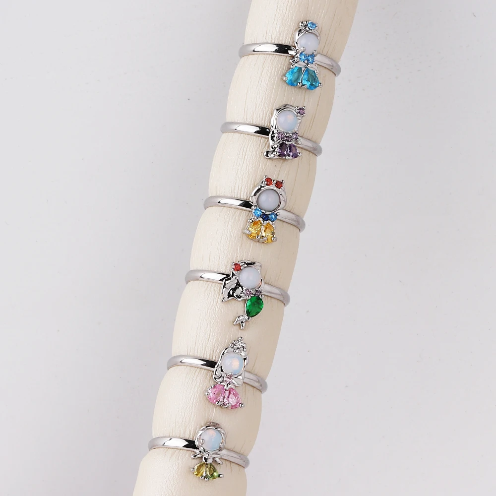New Multicolor Sweet Cubic Zirconia Crystal Ring Gold Color Plated Women Girls Bague Jewelry