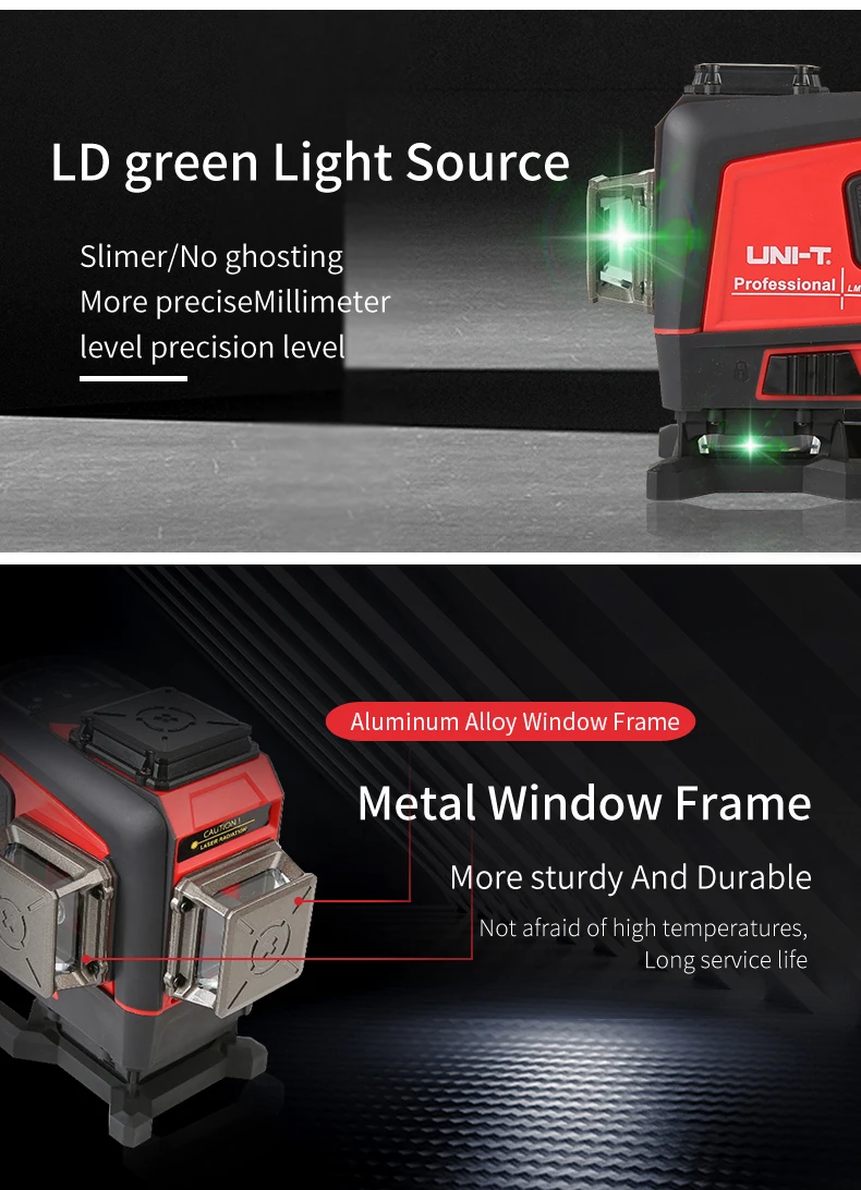 UNI-T LM575LD-e green Laser Level 3D 12-Line Wall stick instrument telecomando autolivellante strumento ausiliario per interni ed esterni