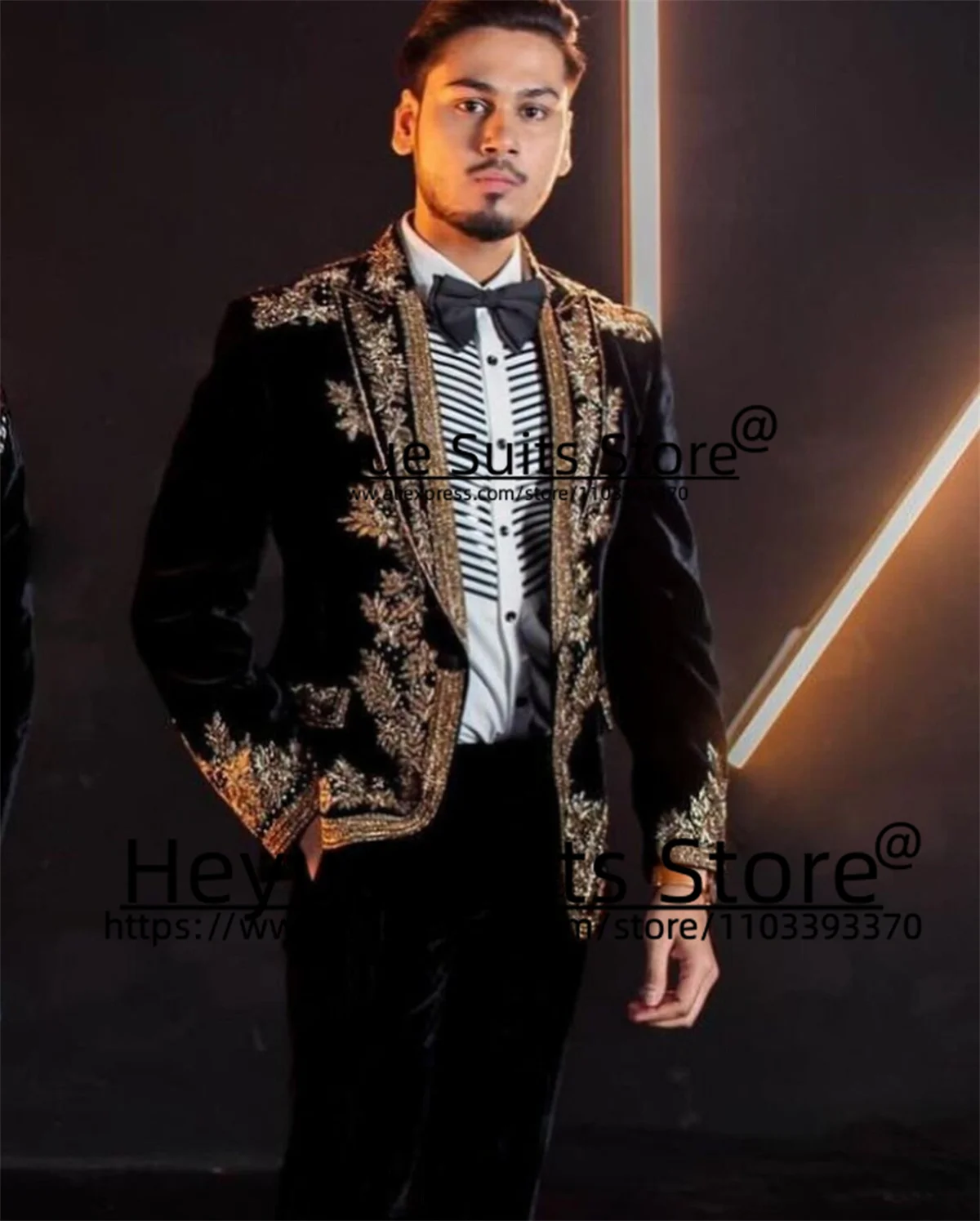 Lujosos trajes de boda negros de alta gama para hombres, ajuste Delgado, solapa de pico, esmoquin Formal para novio, conjuntos de 2 piezas, blazer elegante, disfraz para hombre