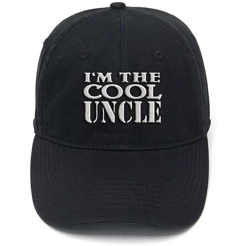 Lyprerazy I'm The Cool Uncle Gift Washed Cotton Adjustable Men Women Unisex Hip Hop Cool Flock Printing Baseball Cap