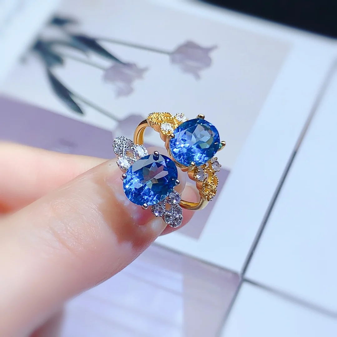 

Женское кольцо из стерлингового серебра 925, полностью натуральное швейцарское кольцо с синим топазом, супер яркое кольцо, подарок на помолвку, бесплатная доставка, бутик