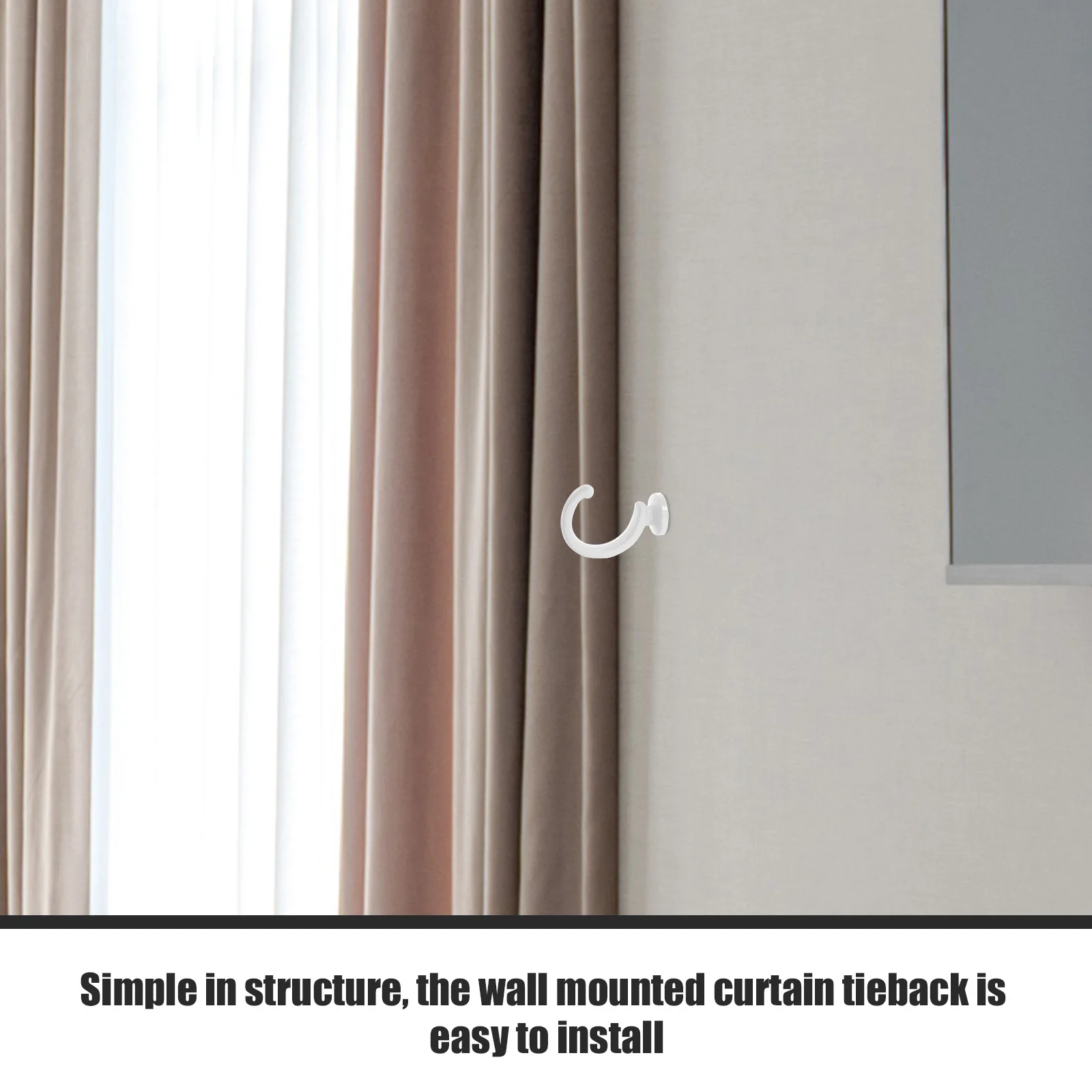 

1Set Durable Metal Curtain Hook Wall Mount Holder for Keys Bags Towels Space Saving Wall Hooks Heavy Duty Curtain Hook
