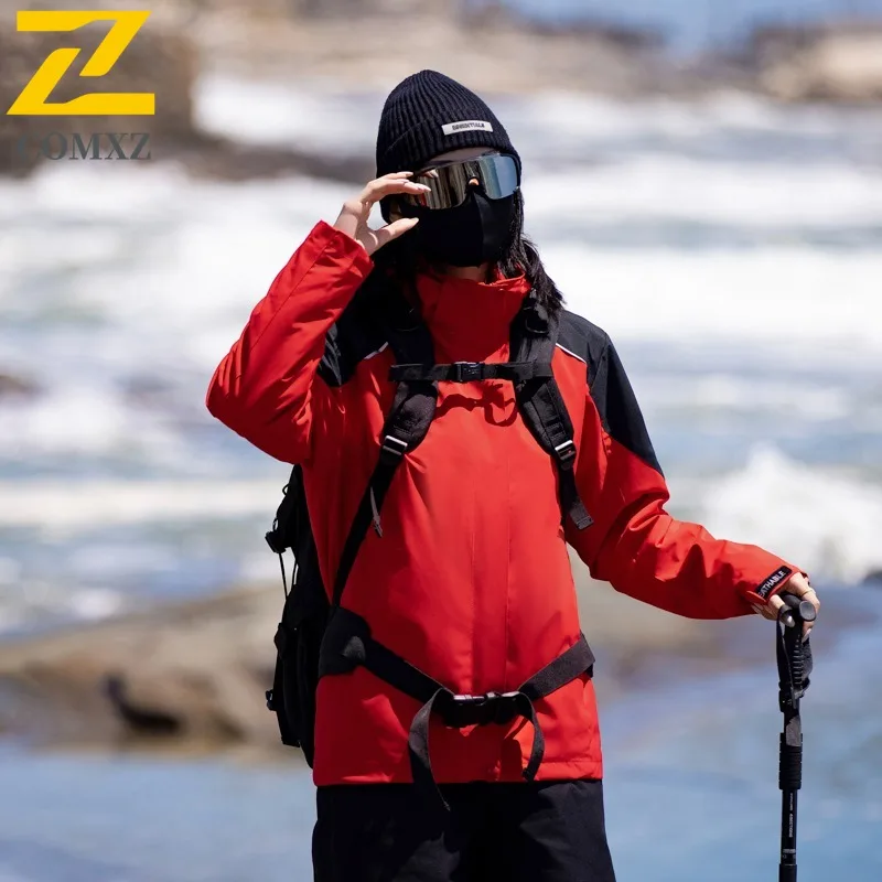 سترة COMXZ الخارجية بغطاء للرأس للرجال متعددة الاستخدامات لتسلق الجبال ومضادة للرياح للدراجات النارية سترة غير رسمية للارتداء اليومي معطف خريفي بسحاب #4