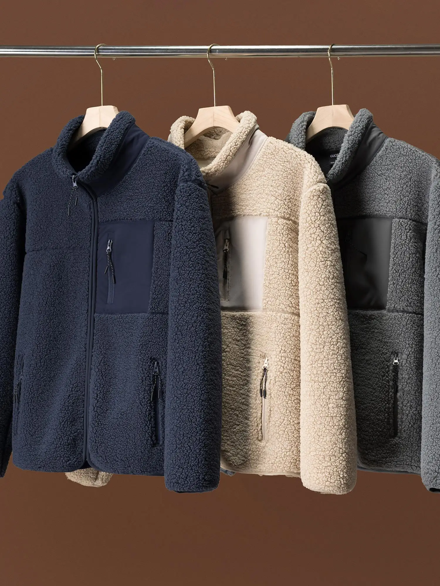 

Мужская утепленная флисовая куртка для активного отдыха с воротником-стойкой, осенне-зимняя, из теплой полиэстеровой ткани, с длинными рукавами, на молнии