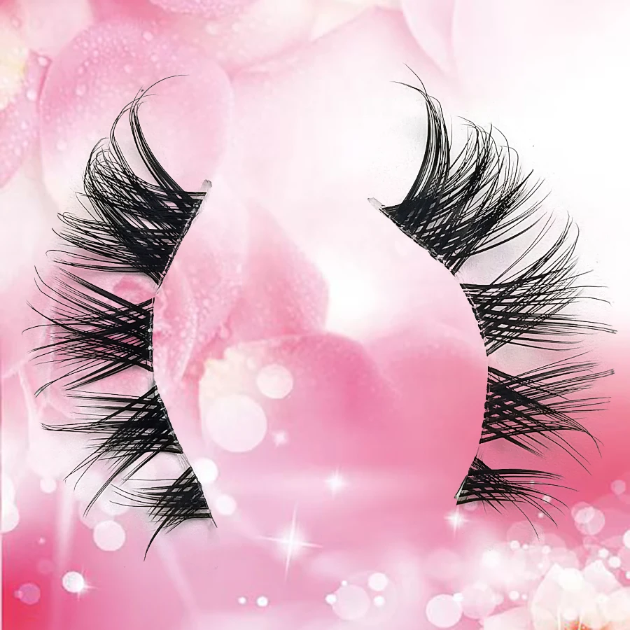 14 Paar natürlich aussehende Kunstwimpern mit transparentem Band, dünne Wimpern, kurze Wimpern, künstliche Anime-Wimpernclus