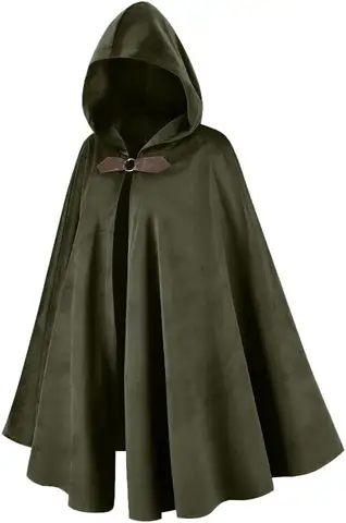 L'VOW Medieval Velvet Hooded Cloak - Renaissance Cape with Hood Vintage Capelet Halloween Sorcerer Costume