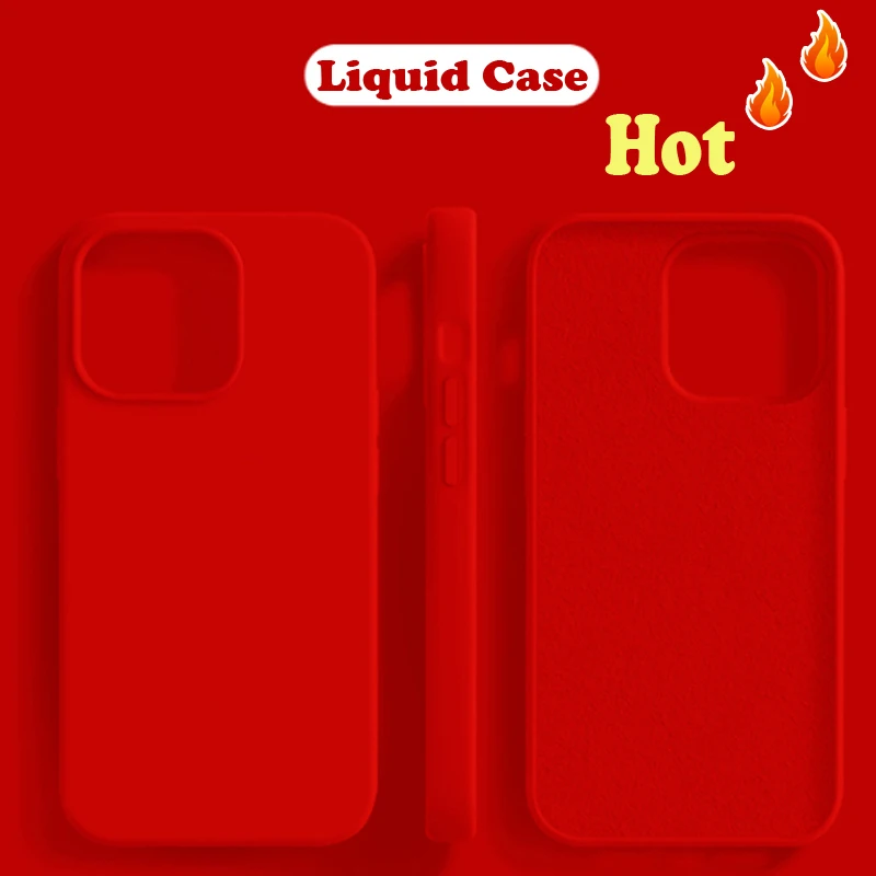 10/20PCS 2.0mm Liquid Case For IPHONE 16 15 14 13 12 XS Pro Max 11 XR 78 Plus SE 2023 Luxury Silicone Soft TPU Full Cover Case