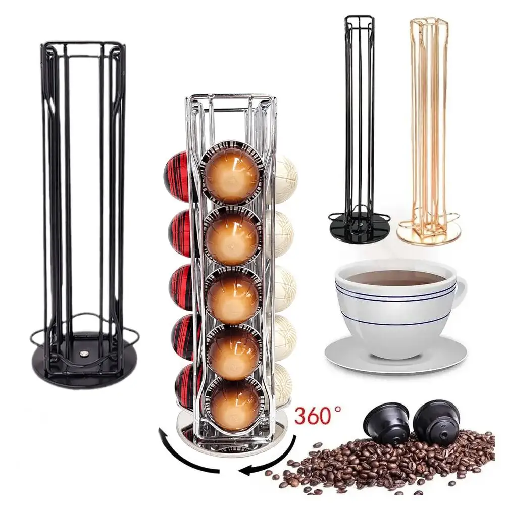 Support Mural Pour Capsules Nespresso Vertuo - 17 Capsules, Aluminium Noir, Gain De Place