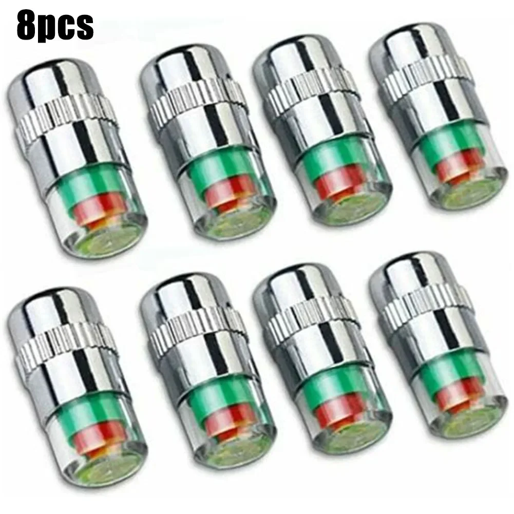 

High Quality Indicator Valve Tire Pressure 8Pcs Cap Car Tyre W/Sensor Indicator 3 Color Monitor Monitor System