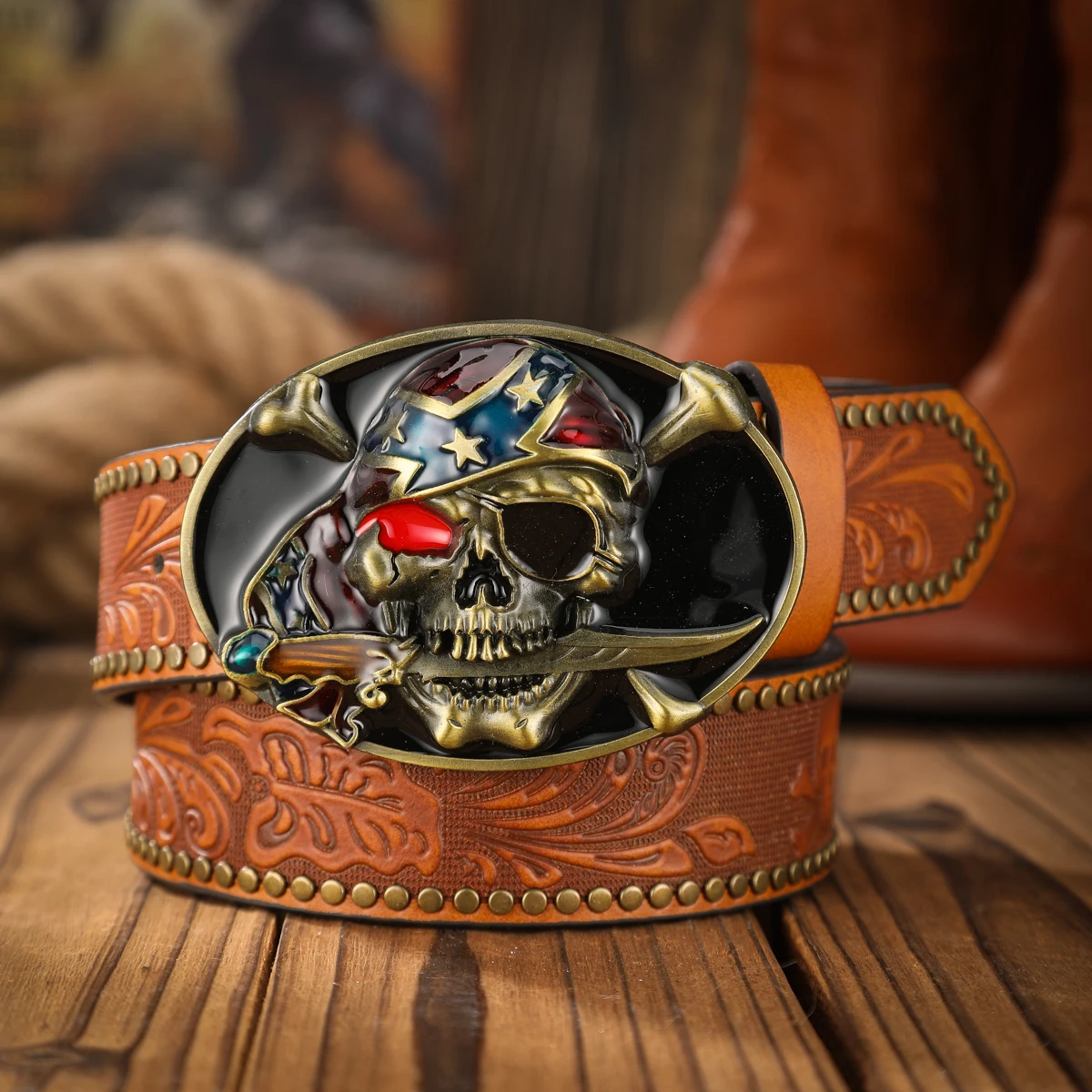 نمط الدنيم الغربي مادة البولي يوريثان تنقش حزام لوحة معدنية QQ رئيس الرجال والنساء من نفس الأظافر الترفيهية اليومية لكمة التوصيل #2