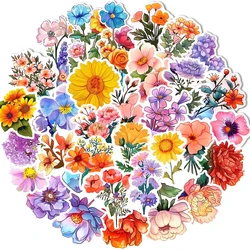 Pegatinas de flores para mezclar y combinar, adhesivos de dibujos animados para plantas y flores, 50 piezas