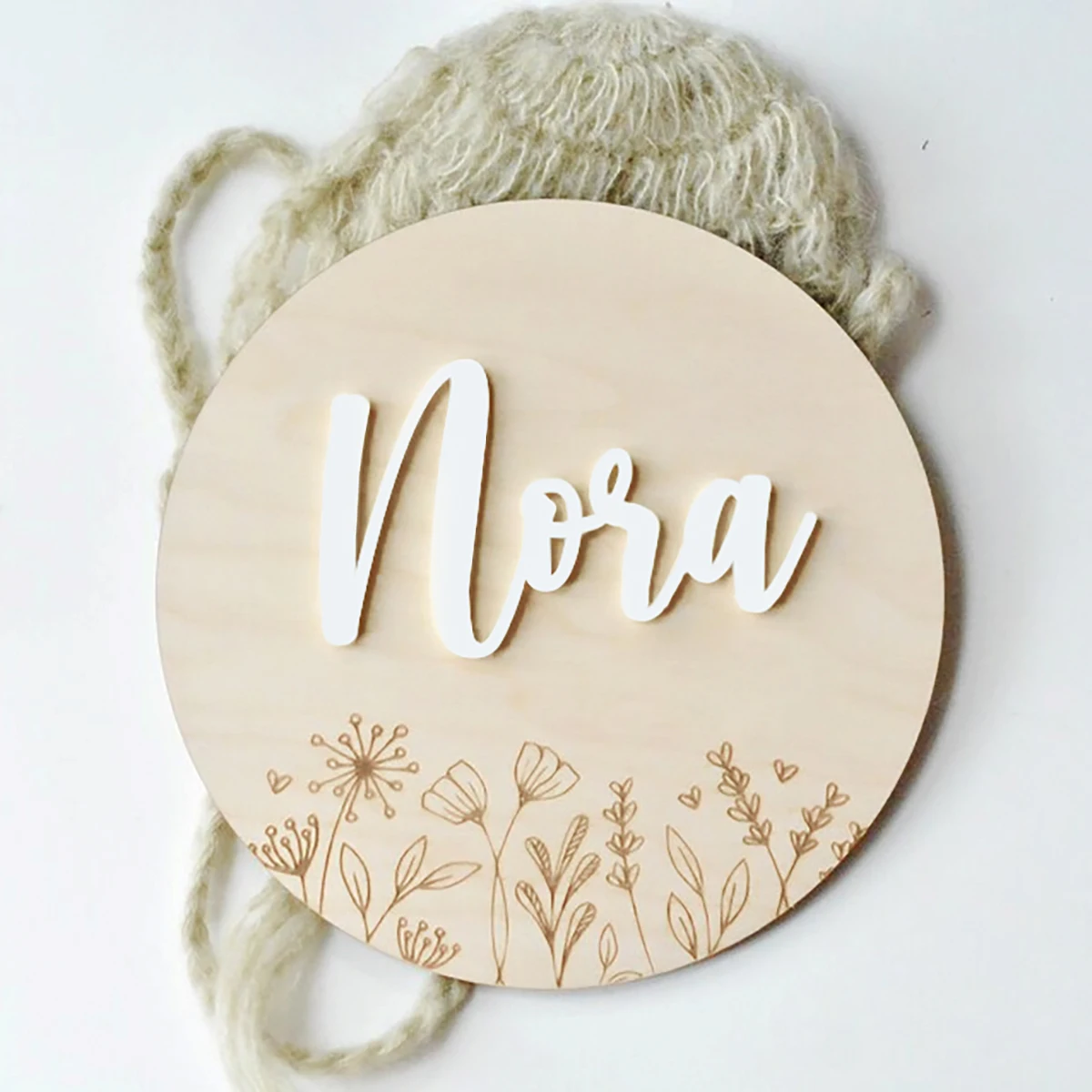 1Pc Custom Carving flowers Wooden Name Plaque,Home Room Office Wall Door Decor,DIY Paintable,Birthday Wedding Gift