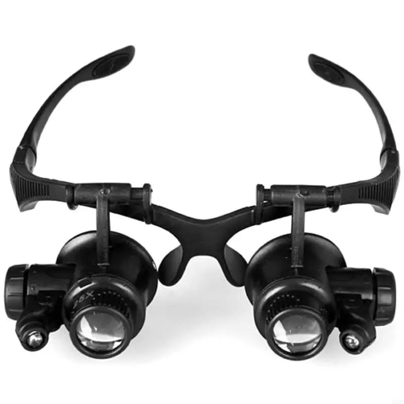 G92C 10X 15X 20X 25X LED Double Eye Jeweler Repair Watch Magnifier Loupe Glasses Lens