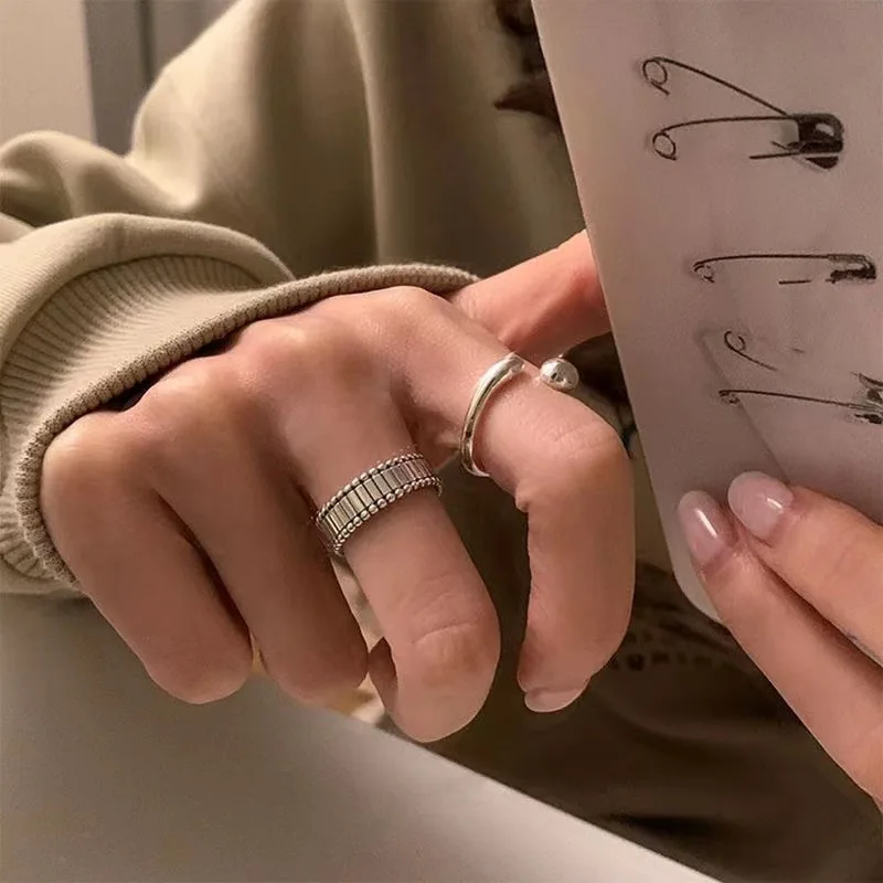 Vintage Silber Farbe Minimalistischen Geometrische Metall Ring Set Punk Unregelmäßigen Finger Ring für Frauen Männer Mode Schmuck Party Gift2025 – Detail 4