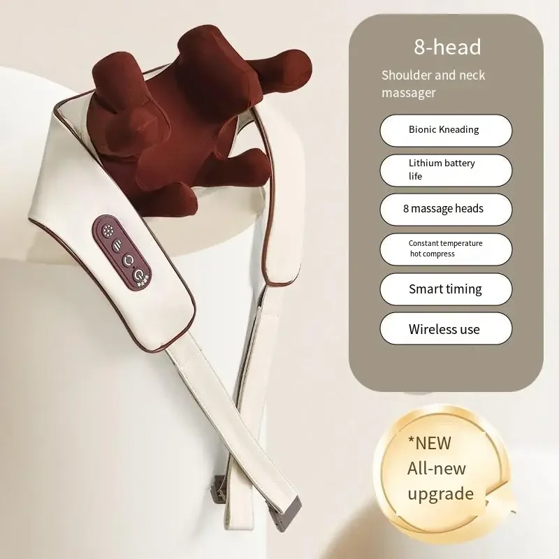 2025 Electric Kneading Shiatsu Heating Shoulder Massager Three-Head Manipulator Wireless Remote Control OEM Brand Health Care