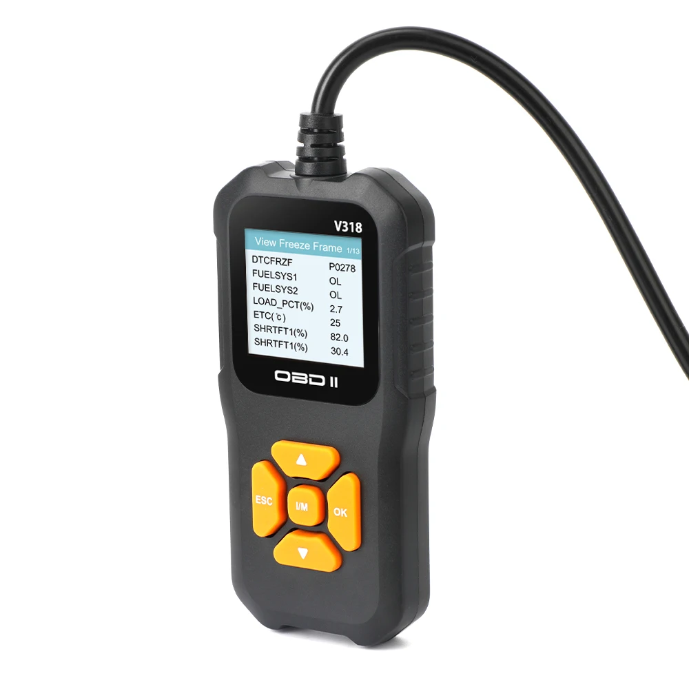 V318 OBD2 Scanner Color Screen Clear Engine Error Codes Check Engine Indicator Diagnostic Tool Multilingual Battery Tester