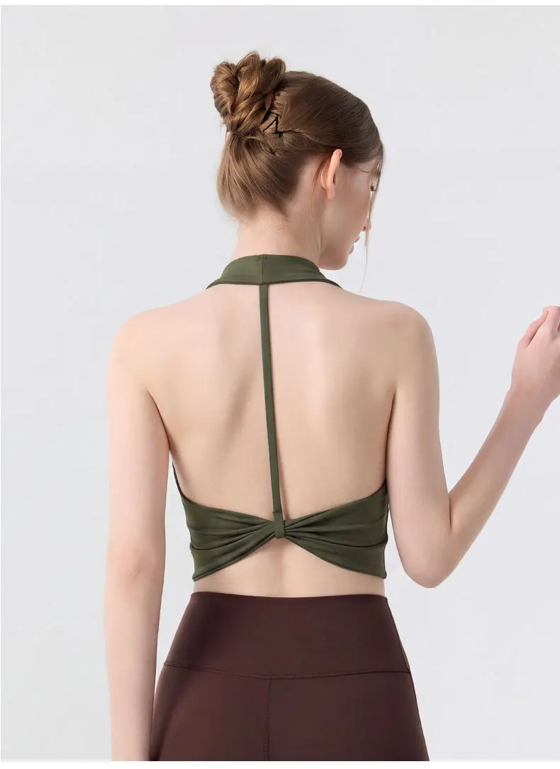 Fitness Vest with Chest Cushion, Summer Suspender, Beautiful Back Bra Top, Outdoor Running, Fixed Cup Sports Bra