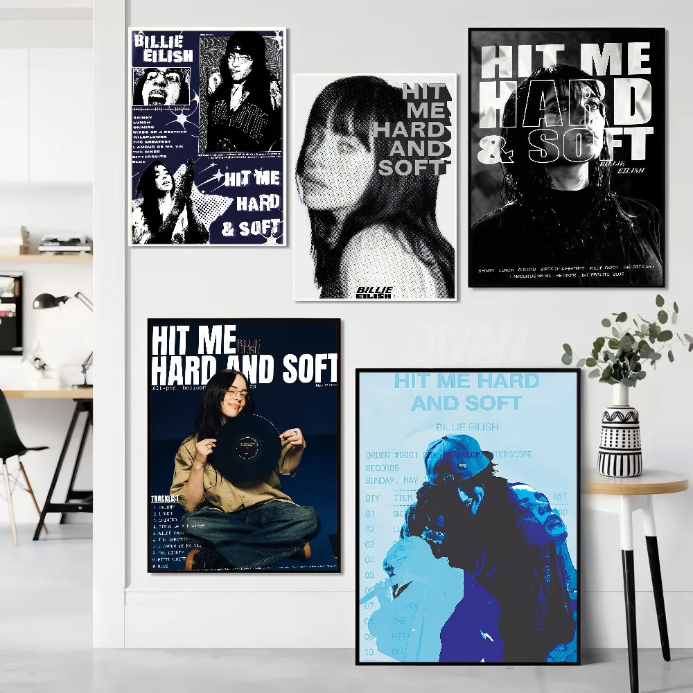 Póster de arte autoadhesivo B-Billie duro y suave, impresiones de papel blanco, carteles, obra de arte, pintura de pared de arte estético, 1 ud.