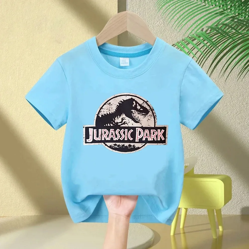 Jurassic Park T-Shirt für Kinder, Jungen und Mädchen, Sommer-Dinosaurier-Film-Logo-Druck, T-Shirt aus Baumwolle, kurzärmelig, lässiges Oberteil, Geschenk für Kinder – Detail 13