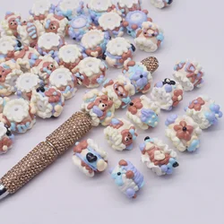 Design Acrylic Beads Bear Handmade Drawn Cartoon Painting Loose Beads for Jewelry Making DIY Bead Pen Keychains Phone Chain